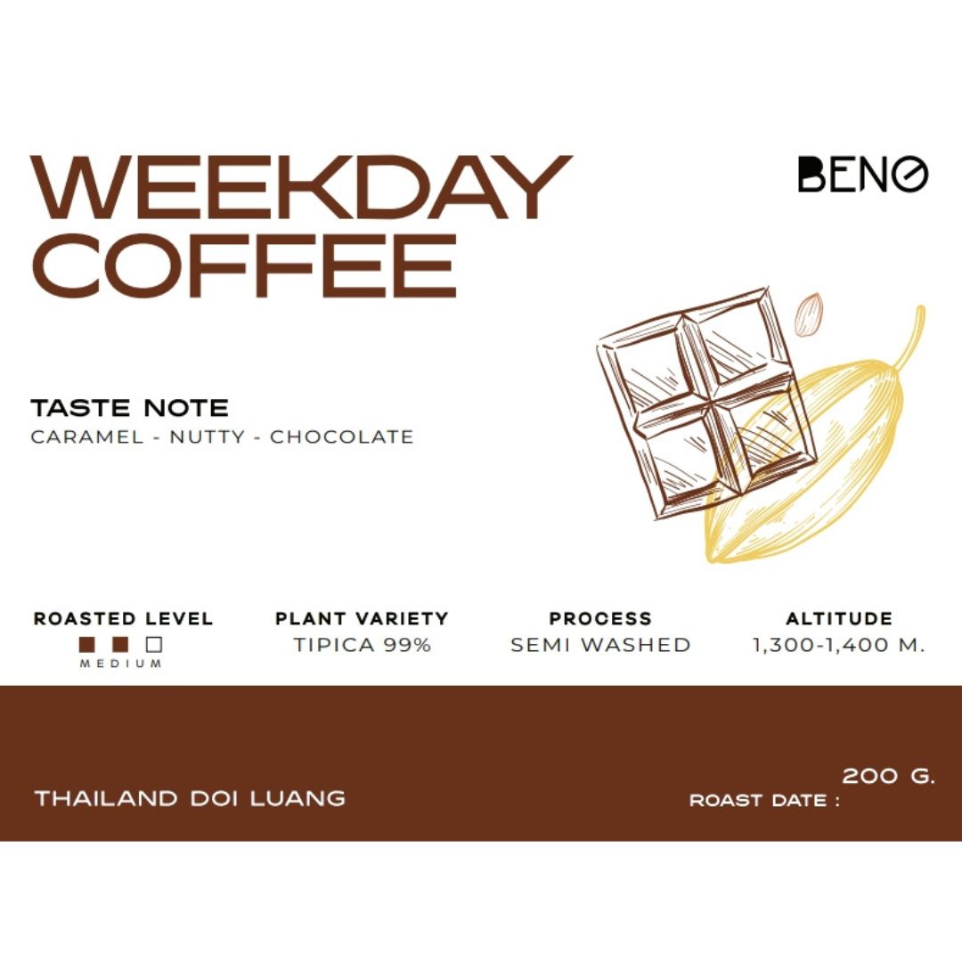 Weekday coffee drip bag กาแฟถุงดริป พร้อมดื่ม Beno กาแฟไทยแท้ Typica Bean ดอยหลวง