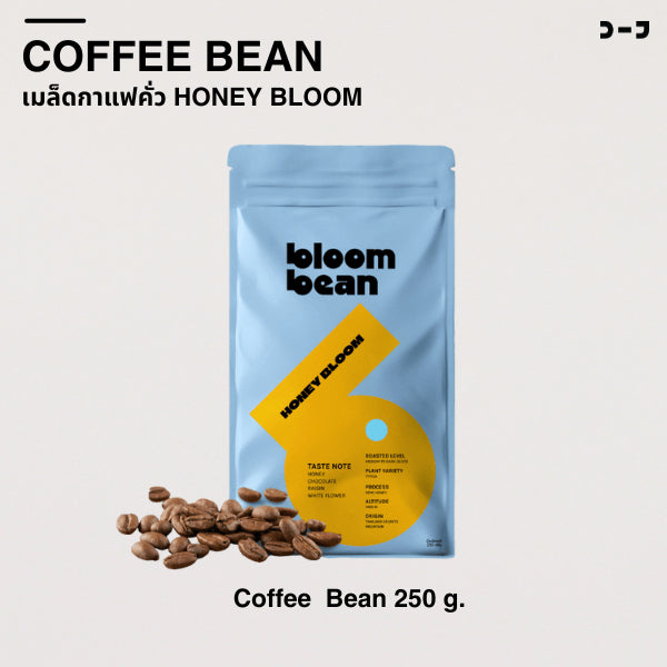 เมล็ดกาแฟคั่วกลาง Bloom Bean – รส Honey Bloom หอมละมุน เข้มกลมกล่อม ดื่มง่าย สัมผัสรสหวานมีมิติ จากกาแฟสายพันธุ์ทิปิ